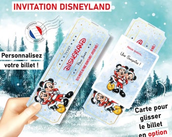 Billet invitation Disneyland Ticket personnalisable Carte surprise personnalisée annonce voyage originale cadeau noel eurodisney enfant