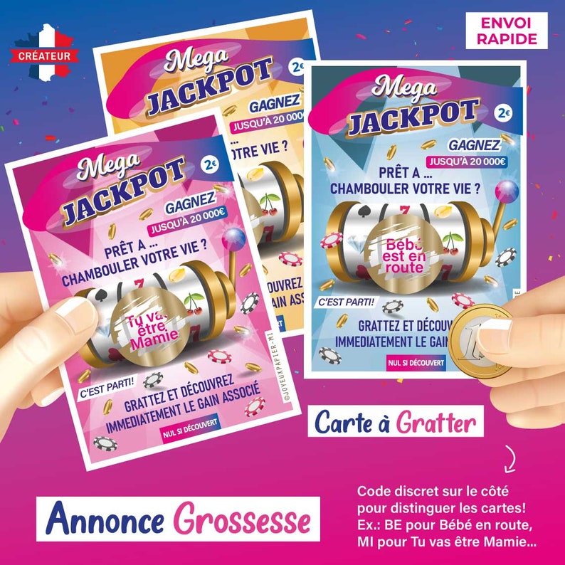 carte a gratter annonce grossesse originale ticket à gratter