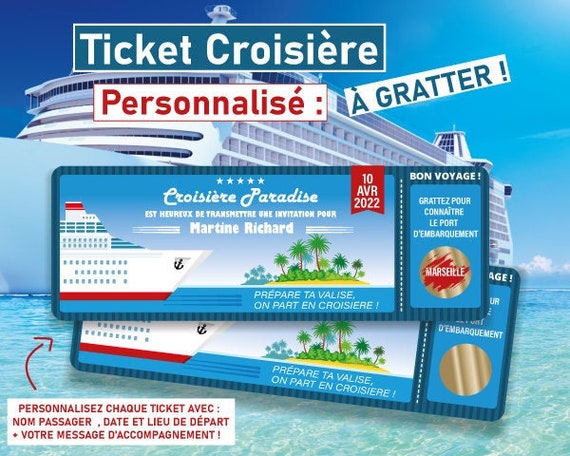 Ticket croisière personnalisable à gratter carte voyage surprise