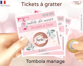 Custom tombola wedding lot of tickets card game to scratch custom animation original alternative garter