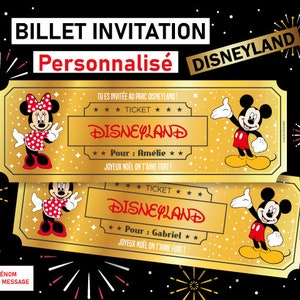 Disneyland invitation ticket Customizable ticket Personalized surprise card original travel announcement Eurodisney Christmas gift for children ticket or disneyland