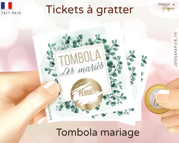 carte Tombola mariage personnalisée jeu animation à gratter