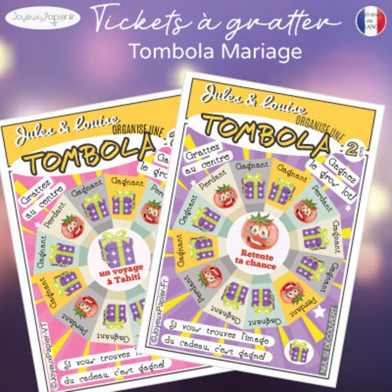 Animation Mariage Sur Mesure Tombola Mariage Lot De Ticket Etsy