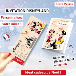 Disneyland-Einladungskarte Anpassbares Ticket Personalisierte Überraschungskarte Original-Reiseankündigung Eurodisney Weihnachtsgeschenk für Kinder