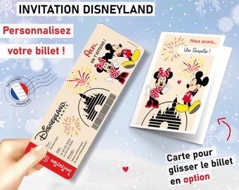 Ticket invitation Disneyland Billet personnalisable Carte surprise personnalisée annonce voyage originale cadeau noel eurodisney enfant