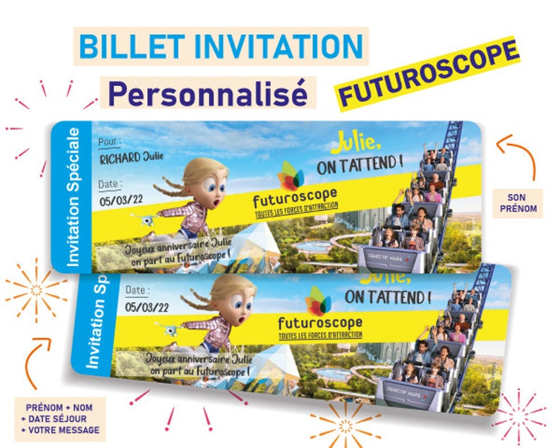 Ticket invitation Disneyland Billet personnalisable Carte surprise personnalisée annonce voyage originale cadeau noel eurodisney enfant image 6