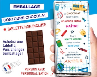 Merci pour cette année cadeau maitresse maitre nounou atsem Emballage tablette de chocolat envoi rapide cadeau surprise