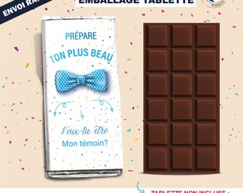 Emballage tablette de chocolat demande témoin mariage contour papier envoi rapidecadeau surprise veux tu ête ma témoin demoiselle d'honneur