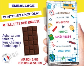 Merci pour cette année cadeau maitresse maitre nounou atsem Emballage tablette de chocolat envoi rapide cadeau surprise