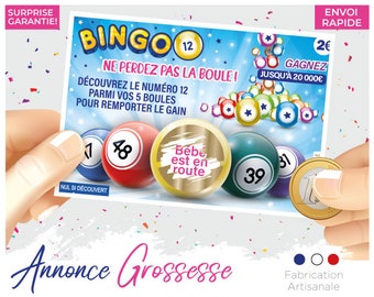 Annonce grossesse originale carte à gratter chance bébé est en route ticket réaliste cadeau surprise famille style fdj exp. rapide!