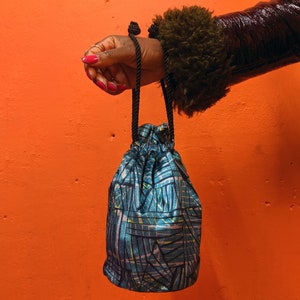 Mini Hollow Out Design Bucket Bag Studded Decor Drawstring