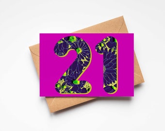 21st Birthday Card, Twenty First Birthday Card, Floral Birthday Card | Milestone Birthday Card - Dirty 30 Card, Custom Background Colour