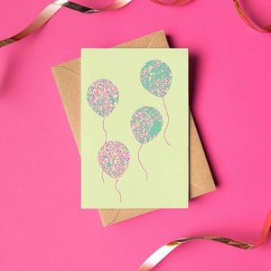 Wenskaart van de Kunst van de Ballons van Blitz | Kleurrijke moderne wenskaarten | A6-kaarten | Kaarten voor meerdere gelegenheden | Blanco binnenkant | Handgemaakt in het VK