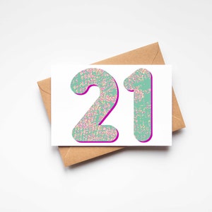 Carte d'anniversaire colorée 21e | Carte d'anniversaire Vingt et unième, Cartes de vœux Modernes | Cartes d'étape, A6 vierges à l'intérieur | Fait main