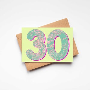 Carte d'anniversaire colorée 30e | Carte d'anniversaire 30 ans, Cartes de Vœux Modernes | Cartes d'étape, A6 vierges à l'intérieur | Fait main