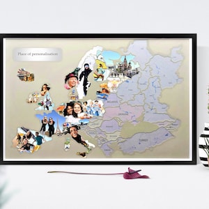 Landkarte Europa, DIY Foto Collage, Foto Landkarte für 60 Fotos, Landkarte mit Fotos, Bestes Geschenk für Freunde, Weihnachtsgeschenk, Bestes Geburtstagsgeschenk
