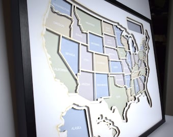 Personalized Photo Map of the USA, Photo Collage, USA State MAP, Wedding Gift, Vacation Collage, Honeymoon Photo Gift, Custom Travel Collage