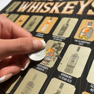 Poster à gratter la liste des whiskies - 50 meilleurs whiskies - enseignes Man Cave - enseignes de bar à whisky, décoration de bar, cadeaux pour papa