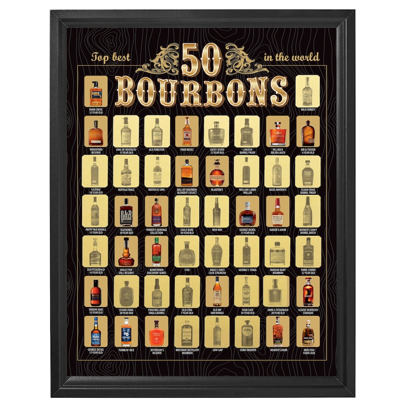 The Bourbon and Whiskeys Bucket List, Best Beverages Set, Scratchoff
