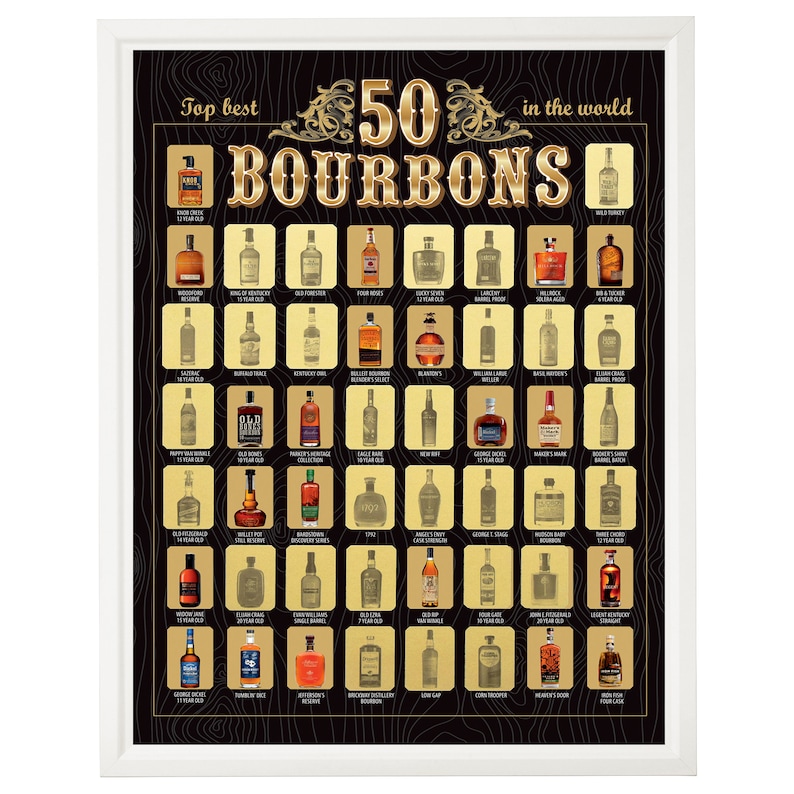 The Bourbon and Whiskeys Bucket List, Best Beverages Set, Scratchoff