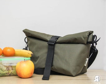 INSULATED LUNCH BAG / mens lunch bag/ reusable lunch bag / lunch box / lunch bag with strap / from Ukraine / olive lunch bag