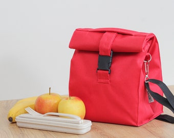 Woomens lunch bag with strap Lunch bag insulated picnic lunch bag woman lunch bag for women lunch bag adult red bag best gift