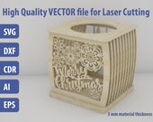 Square Christmas decorative candle lantern Home decor Laser cut files SVG DXF EPS project Cnc router plans Instant download