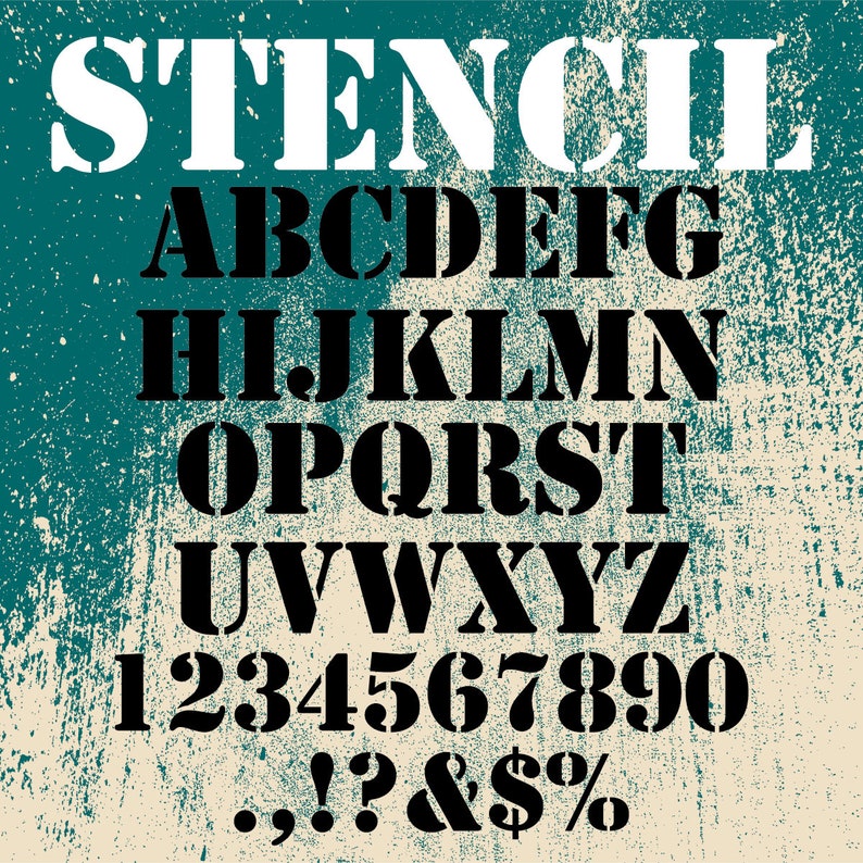Army font svg Stencil svg STENCIL Letters EPS Stencil Etsy