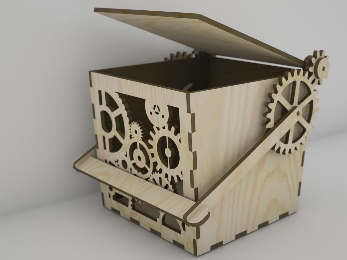 Mechanical Steampunk Gift Box laser cutting SVG DXF EPS Etsy