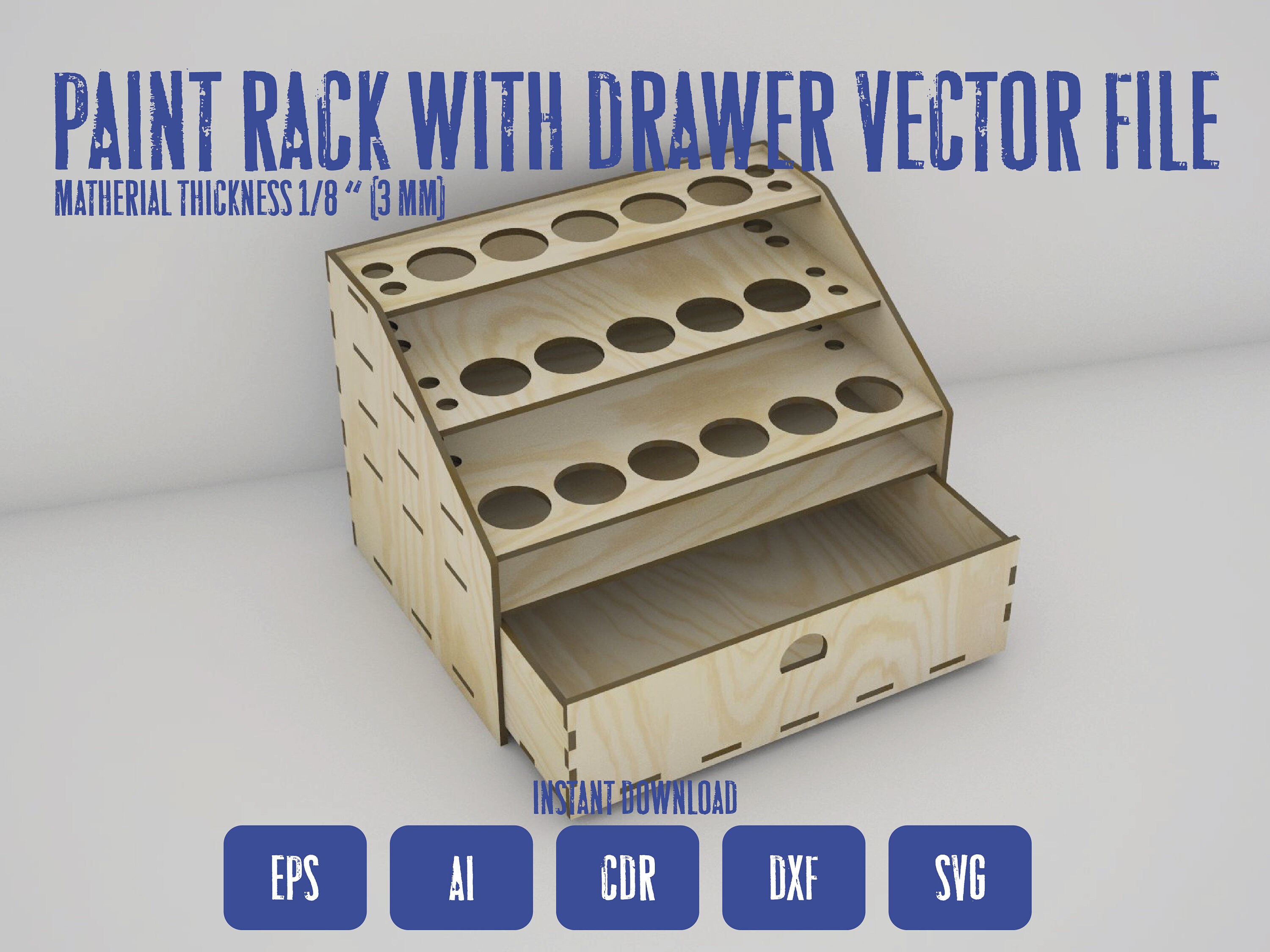 Vector file. Modeller's paint rack with drawer. Valejjo Etsy