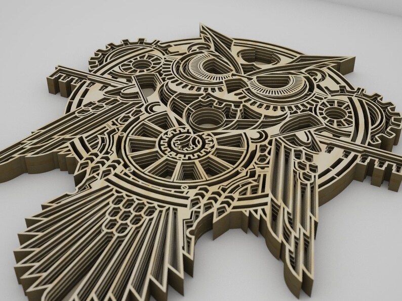 Download OWL Steampunk Multilayer Mandala Scroll Saw pattern Laser ...