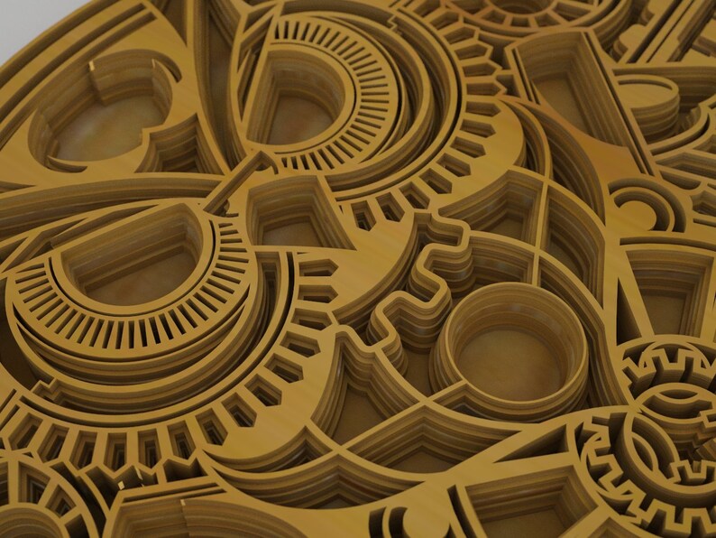Download OWL Steampunk Multilayer Mandala Scroll Saw pattern Laser ...