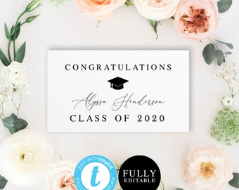 Printable Graduation Insert Card Template, Invitation Enclosure, Congratulations, Congrats, Announcement, 100% Editable Text, Cap #VMHT10