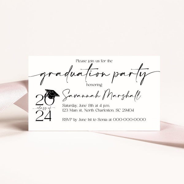 Graduation Party Details Card, Invitation Enclosure, Announcement, Custom Insert, Graduation Insert Card Template, Class of 2024 #VMHf41