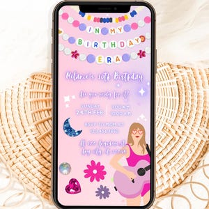 Birthday Invitation, In My Birthday Era Evite, Text Birthday Invite, Phone Eras Tour Invite, Friendship Bracelet Invitation, Canva Template