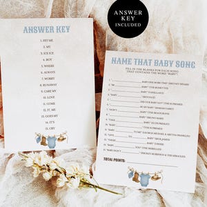 Name That Baby Song Game Printable, Baby Shower Song Trivia Game, Fun Name That Tune Baby Shower Activity, Baby Shower Games C09