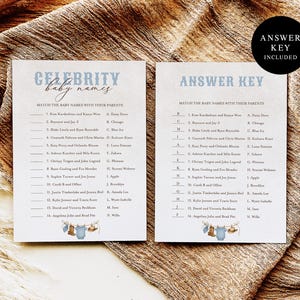 Celebrity Baby Name Game Printable, Guess the Celebrity Baby Shower Game, Modern Gender Neutral Baby Quiz, A Little Cowboy Theme C09