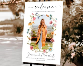 Wildflower Graduation Welcome Sign with Photo (DIY Template)