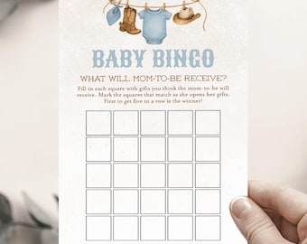 Cowboy Baby Shower Bingo Game, Rustic Western Theme (Printable) #c09