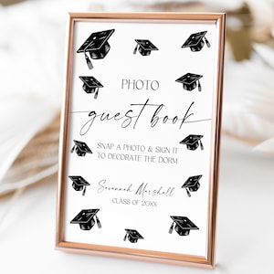 Photo Guestbook Graduation Sign, Polaroid Grad Guestbook, Modern Class of 2025 Party Decor, Editable Template, Personlized Printable Cf37