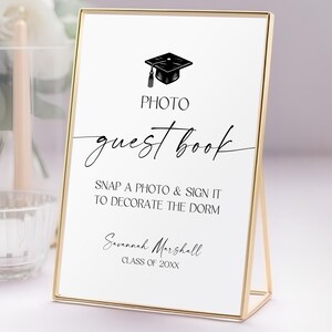 Photo Guestbook Graduation Sign, Polaroid Grad Guestbook, Modern Class of 2025 Party Decor, Editable Template, Personlized Printable Cf37