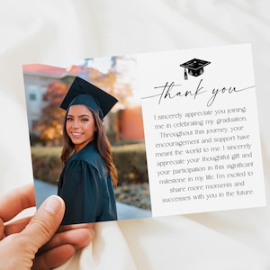 Carte de remerciement modifiable pour l'obtention du diplôme avec photo, modèle de fête des diplômés de la promotion 2025, note de remerciement imprimable sur toile, téléchargement immédiat Cf37