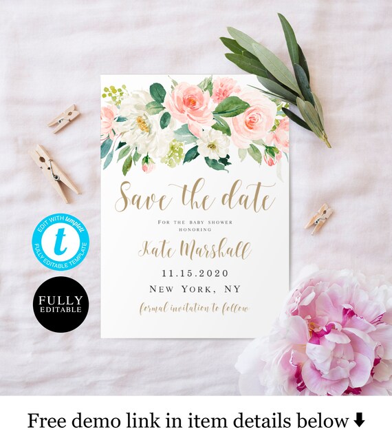 save the date baby shower girl