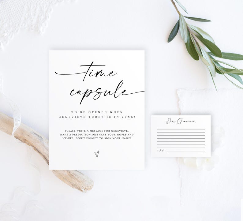 Time Capsule Card Design Examples Time Capsule Sign and Cards Template, First Birthday (digital Download ...