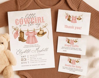 Cowgirl Babypartyeinladungs-Set: Rustikales Western-Bundle (digitaler Download)