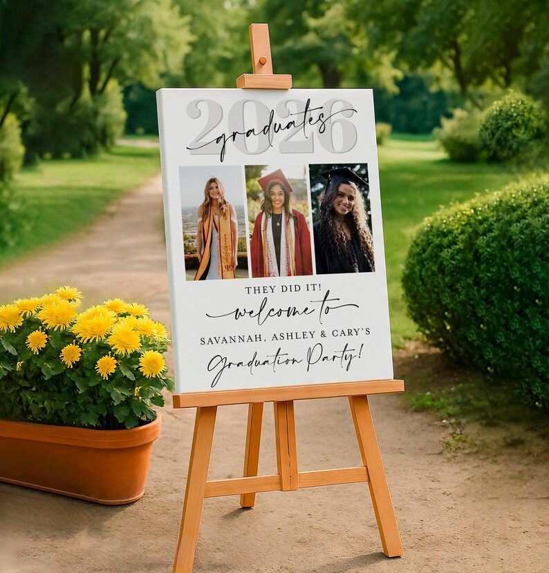 Graduation Welcome Sign Template, Three Graduates, Photo Poster ...