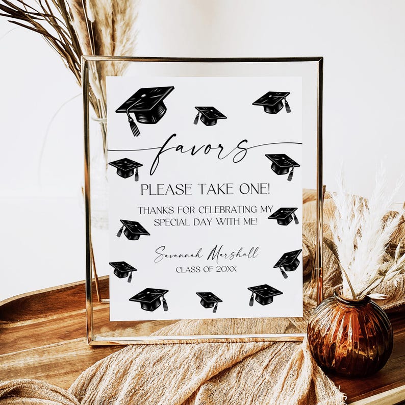 Picket Signs For Graduation Graduation Favors Sign Template, Minimalist Party Decor (digital ...