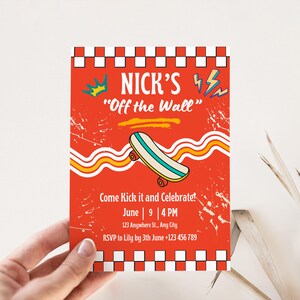 Editable Skateboard Birthday Party Invitation Template, Retro Checker Boy Birthday Invite, Fun Skate Party, Digital Download for Kids