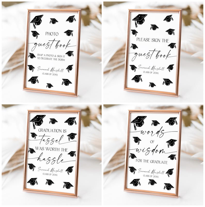 Editable Graduation Sign Bundle, 12 Modern Printable Grad Table Signs ...
