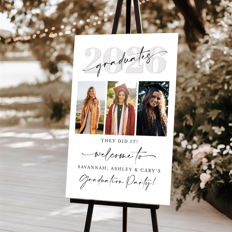 Graduation Welcome Sign Template, Three Graduates, Photo Poster ...